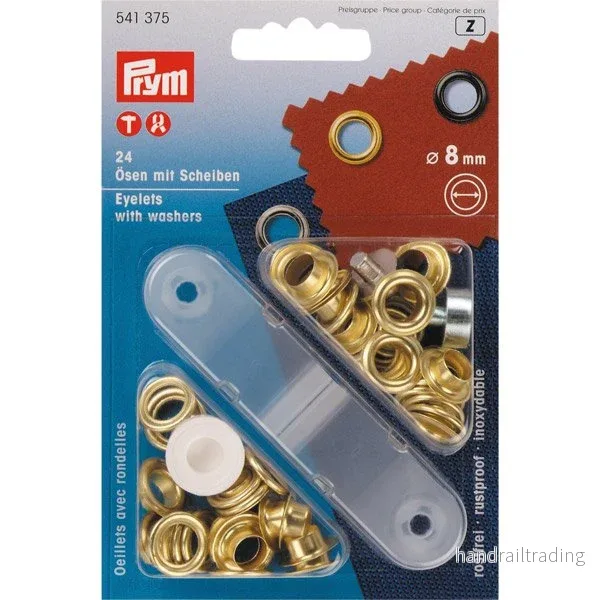 Mässingsöljetter 8mm invändiga 24st. med verktyg Mässingsöljetter 8mm invändiga 24st. med verktyg