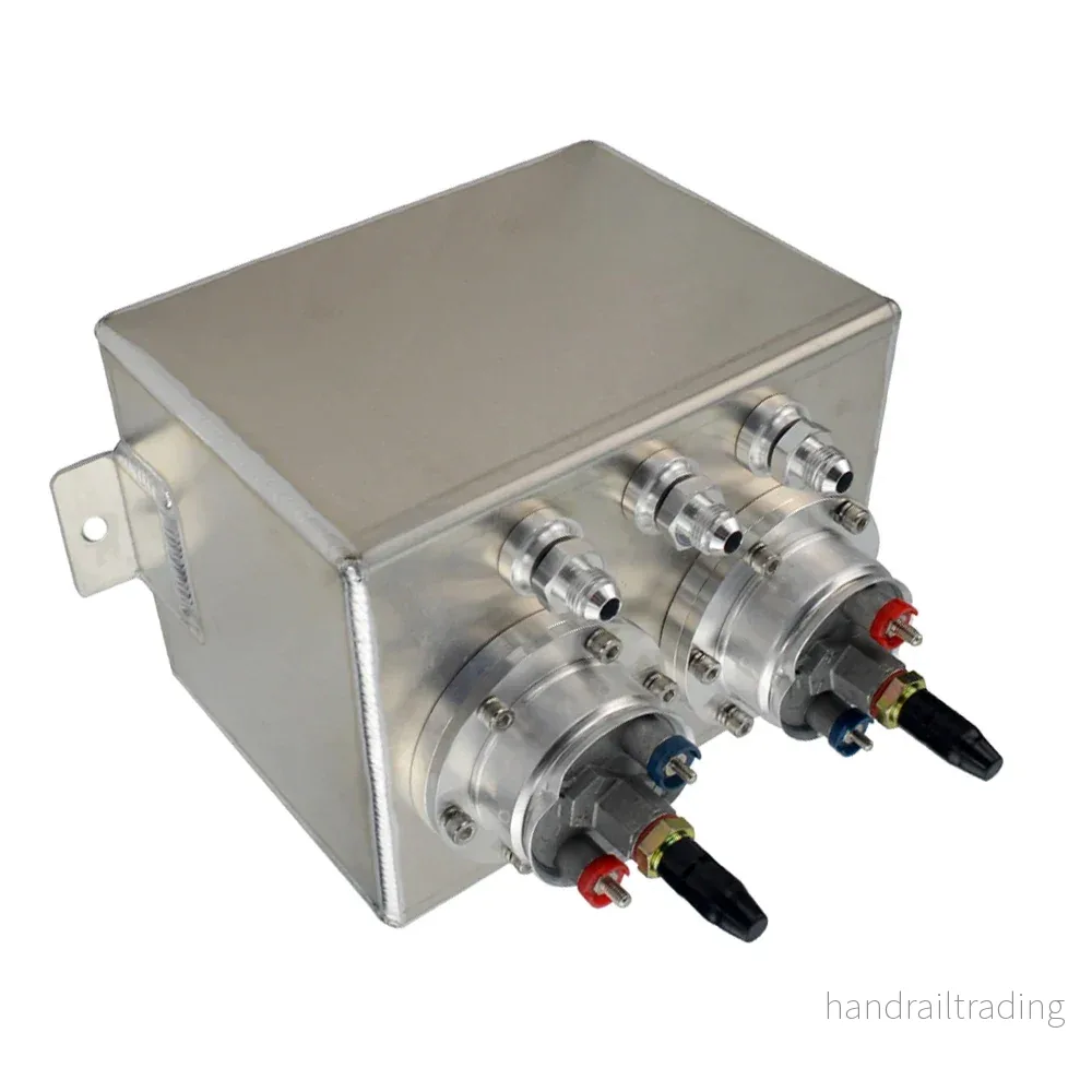 3L Dual Billet Aluminum Fuel Surge Tank / Surge Tank With 2Pcs 044 Fuel Pump Silver /Black - Bild 2