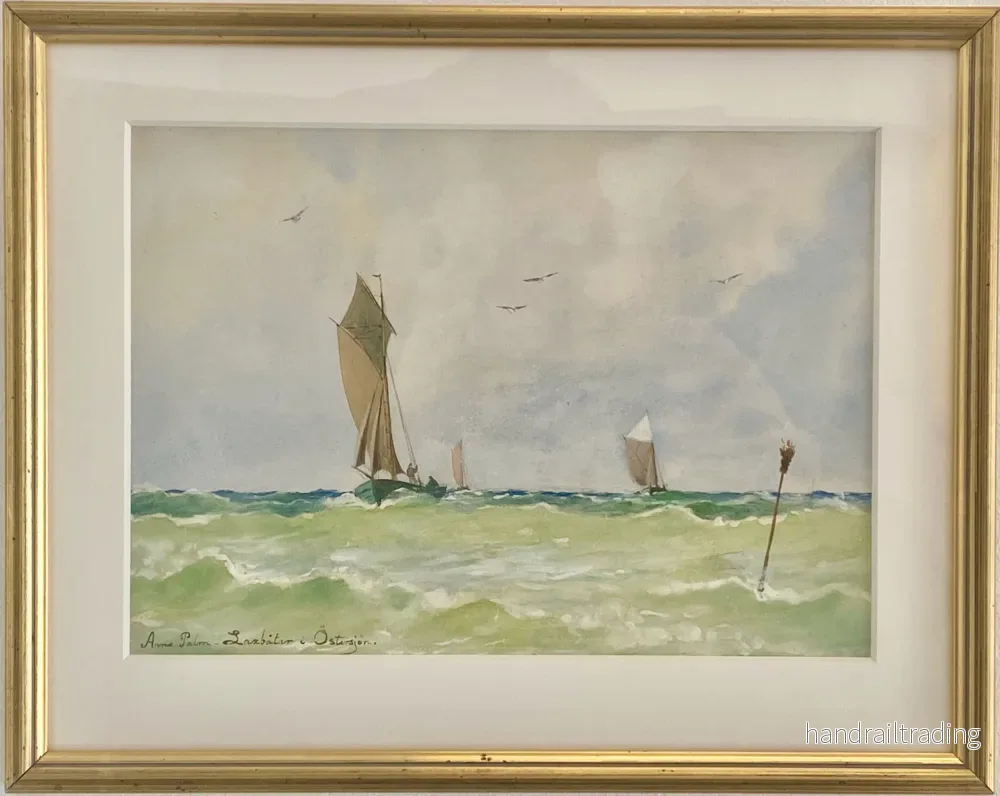 Anna Palm - Laxbåtar i Östersjön (Salmon boats in the Baltic Sea), watercolor - Bild 2