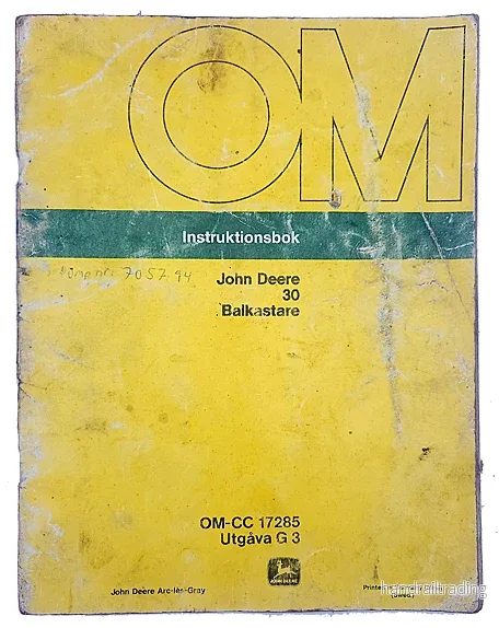 BEG Instruktionsbok JD30 Balkastare (Butik 27)