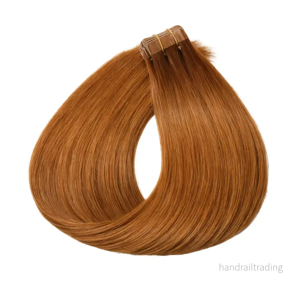 Tape-in-löshår 60 cm – remy double drawn, copper blonde #27