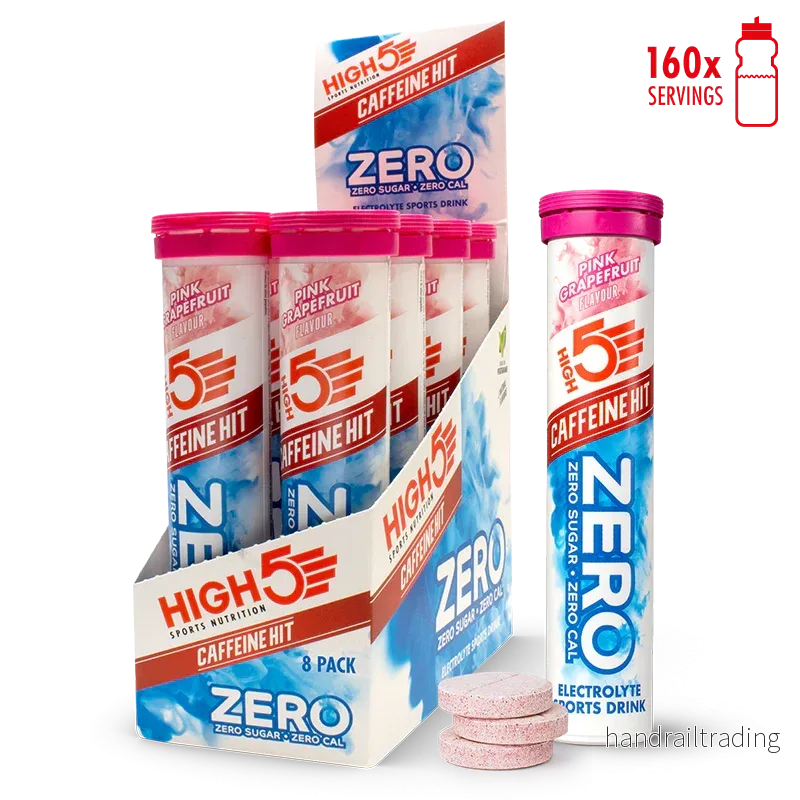 High5 Elektrolyttabletter ZERO Pink Grapefruit koffein 10 x 8-pack = totalt 80 rör – kort datum, kartong - Bild 3