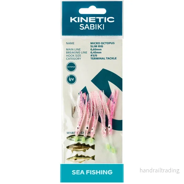 Kinetisk Sabiki liten bläckfisk makrill/torsk, Rosa/glitter Kinetisk Sabiki liten bläckfisk makrill/torsk, Rosa/glitter