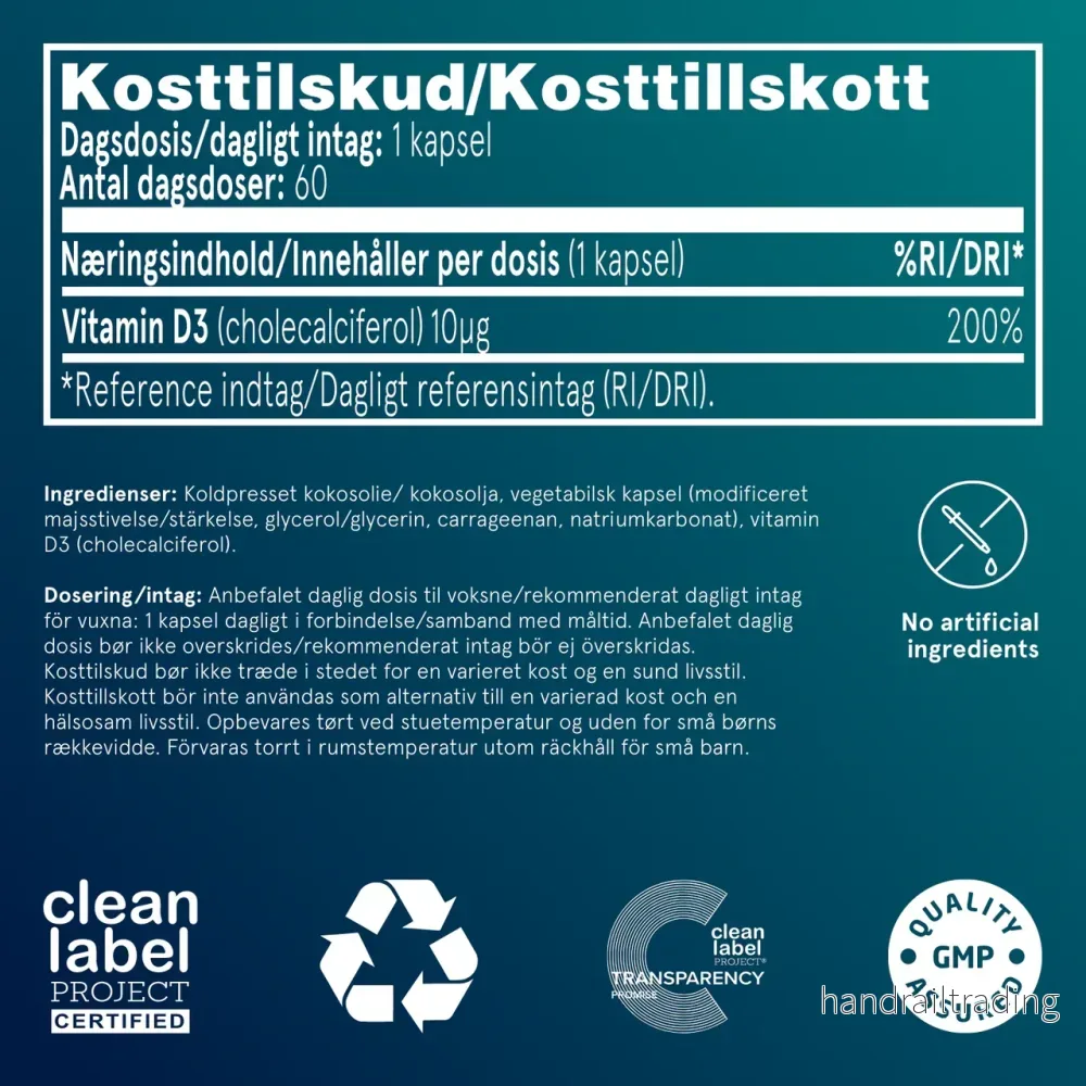 Puori D3 Vitamin 400IE (60 kapslar) - Bild 2
