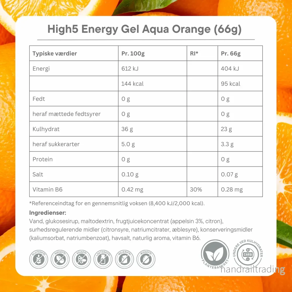 High5 Energigel Aqua Orange 66 g x 20 st. Datumvara - Bild 3