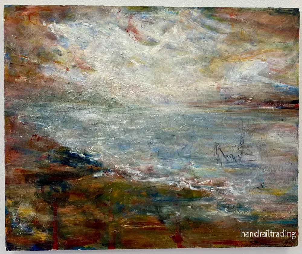 Suzanne Nessim – Liten Båt sjunker vid Strand, acrylmålning Suzanne Nessim – Liten Båt sjunker vid Strand, acrylmålning