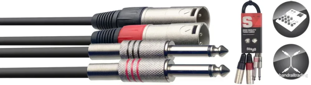 STC3PXM 3M/10Ft Twin Cable Plug-Xlrm