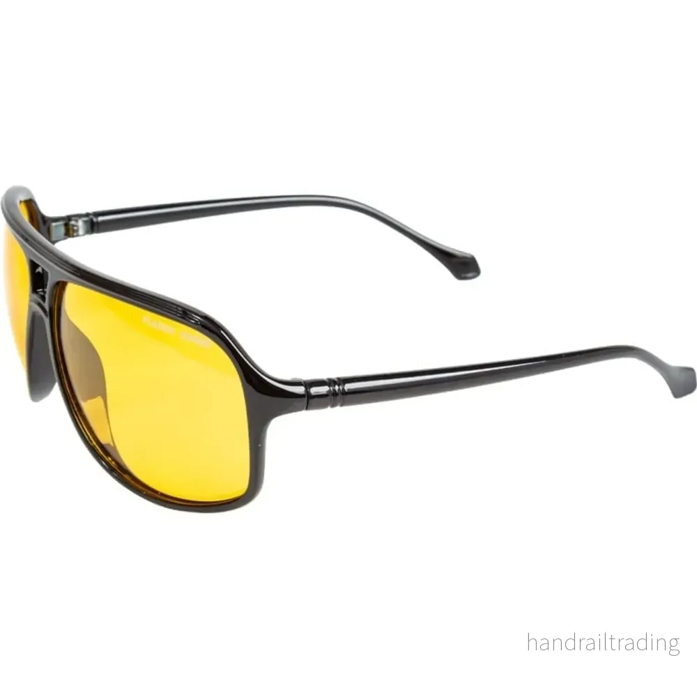 Polarized sunglasses shiny black frame and yellow lens