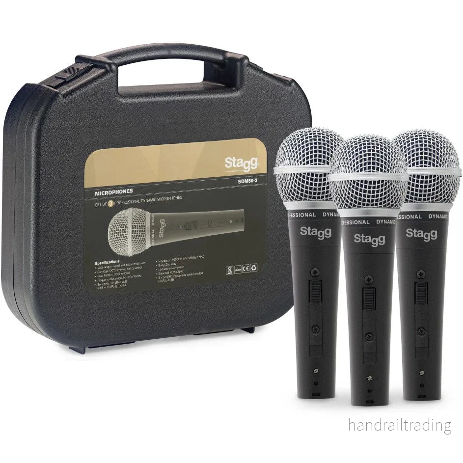 SDM50-3 3st Dynamiska mickar i ABS case inkl mickkablar DC78+CBL XLR/XL