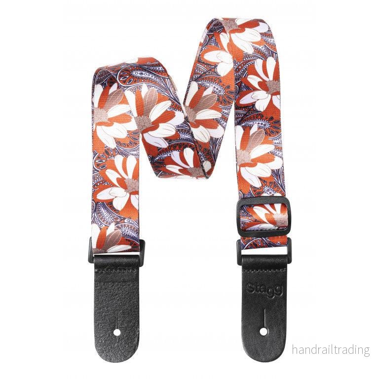 STEUKEFLOWORA Terylen Uke Strap Flower Orang STEUKEFLOWORA Terylen Uke Strap Flower Orang