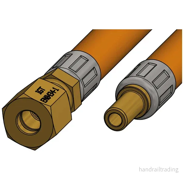 Gasolslang 1,2m ändar: Ø8 mm rör + 8 mm sockel