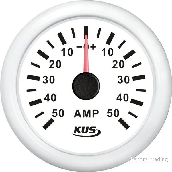 KUS amperemeter vit, med 50Amp shunt 12/24V