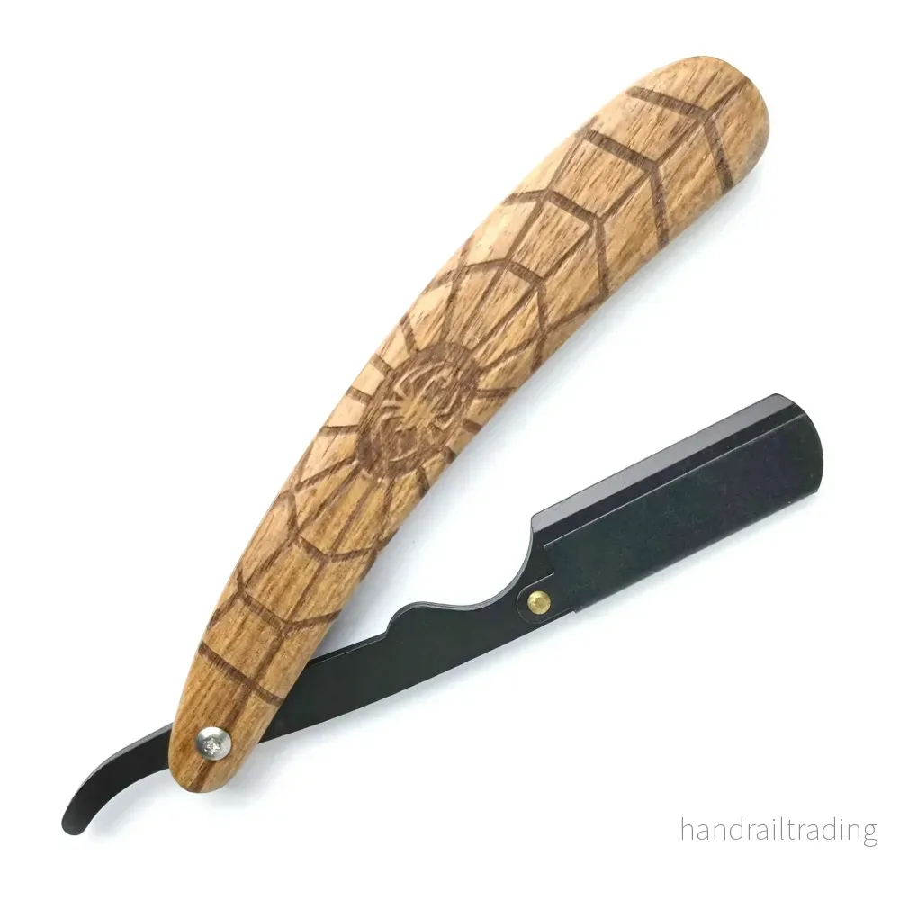 Rakkniv med Spindelnätsmönstrat Trähandtag Rakkniv med Spindelnätsmönstrat Trähandtag