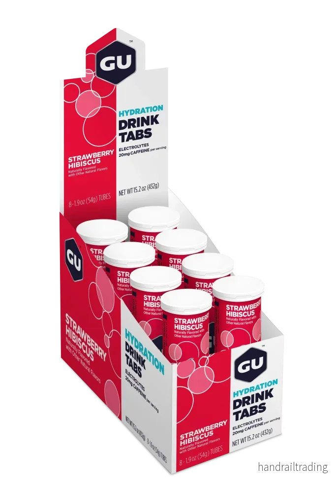 GU Energy Electrolyte Tabs Strawberry Hibiscus (8 x 12 tabs)