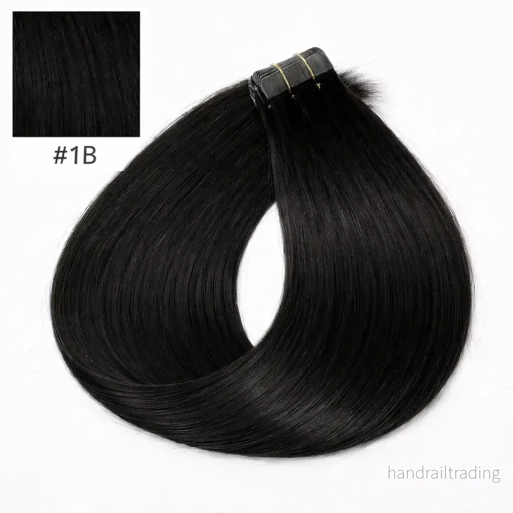 Tape-in löshår i äkta Remy – Natural Black #1B, 60 cm - Bild 2