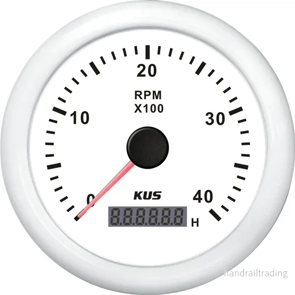 Kus Varvräknare bensin 0-4000rpm m. timräkn. vit 12/24v ø85 Kus Varvräknare bensin 0-4000rpm m. timräkn. vit 12/24v ø85
