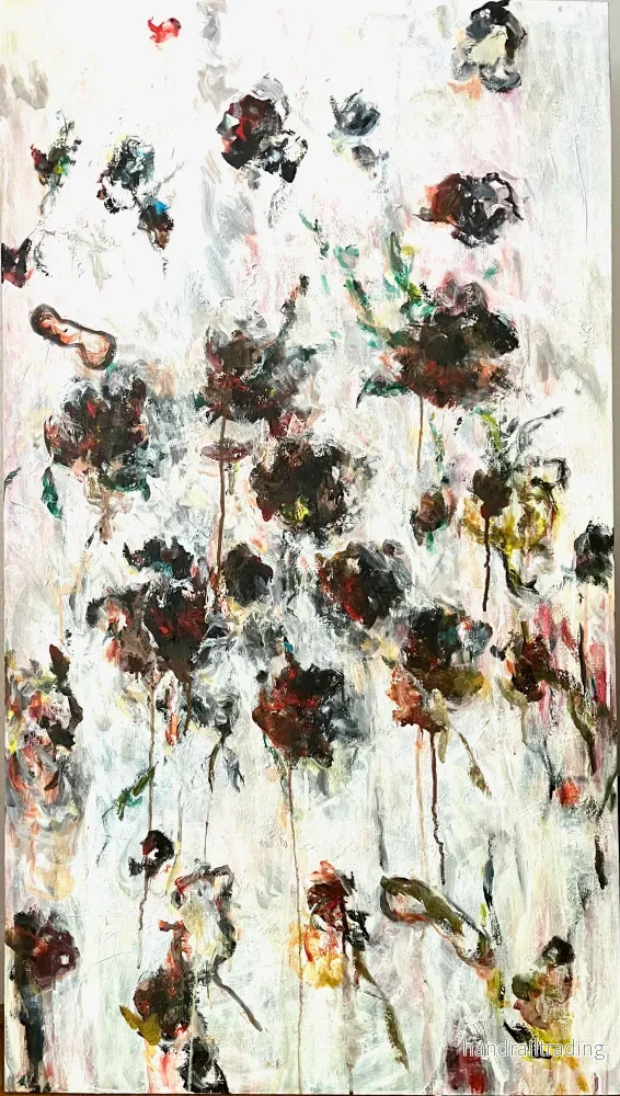 Suzanne Nessim – Black roses, acrylic painting Suzanne Nessim – Black roses, acrylic painting