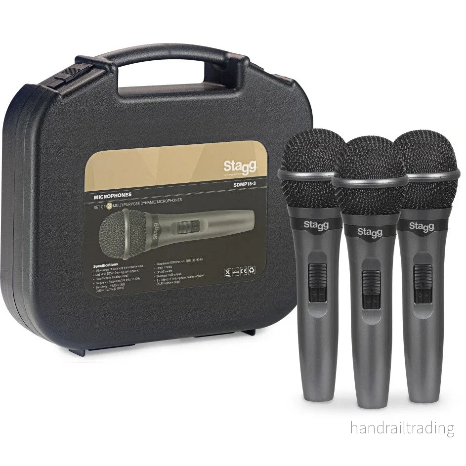 SDMP15-3 3Xdyn Mic Plast+Cbl Xlr/Plug