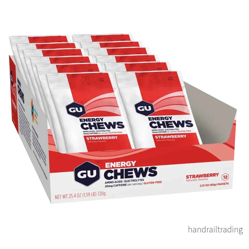 GU Energy Chews Jordgubb med koffein (12 x 60 g)