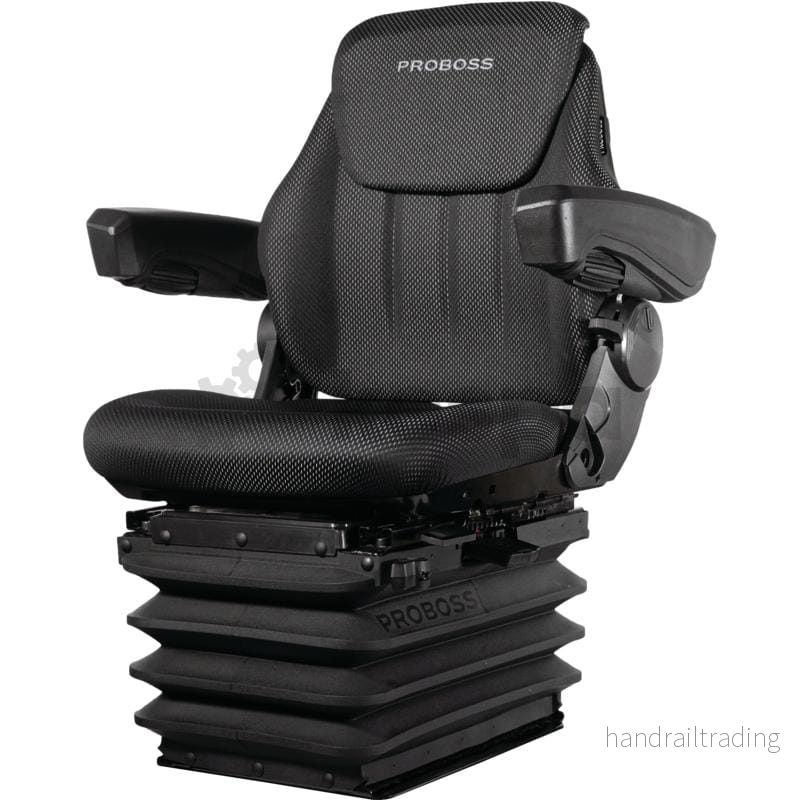 Luftfjädrad stol PROBOSS med armstöd och ryggförlängning 12V 260 mm
