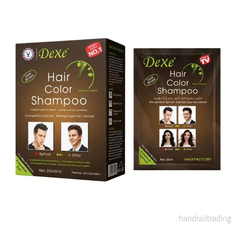 Dexe hair color shampoo dark brown – färgschampo 10 × 25 ml