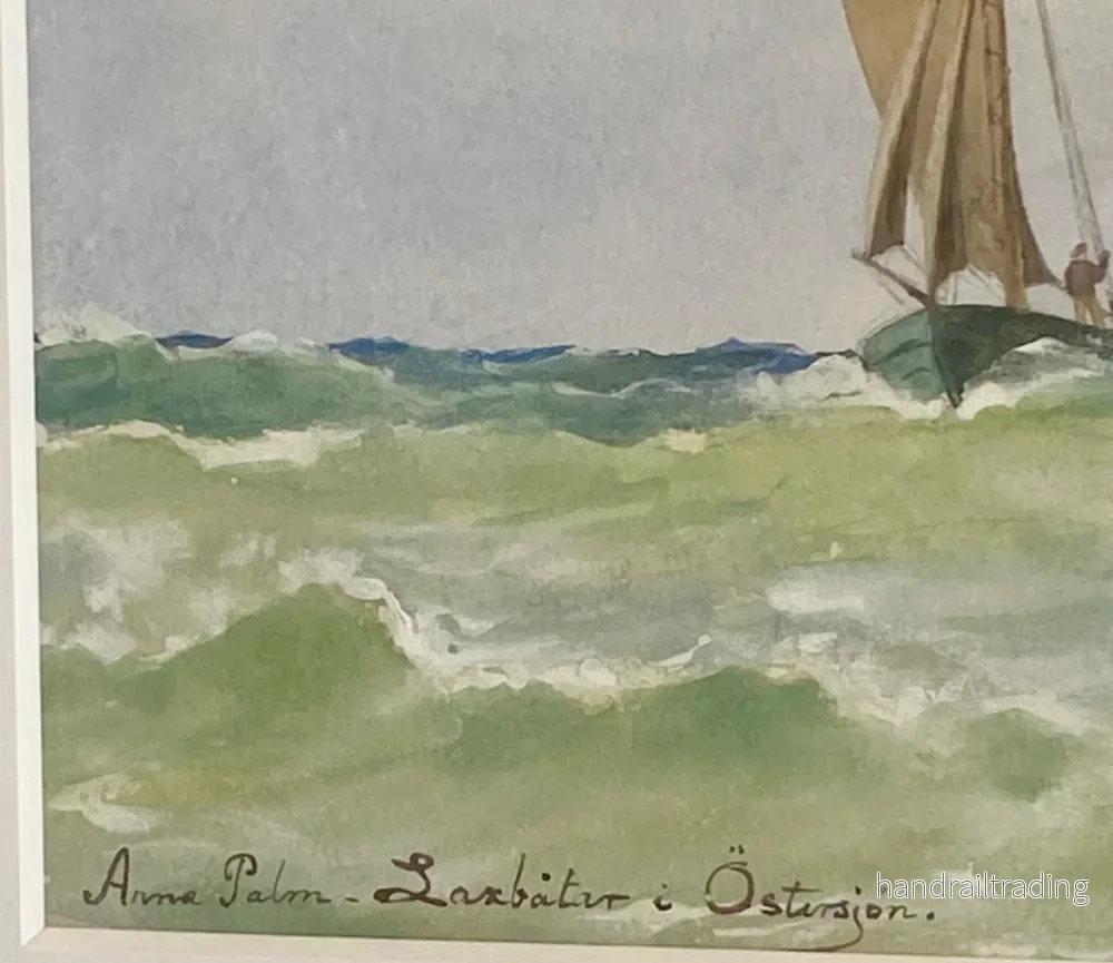 Anna Palm - Laxbåtar i Östersjön (Salmon boats in the Baltic Sea), watercolor - Bild 3