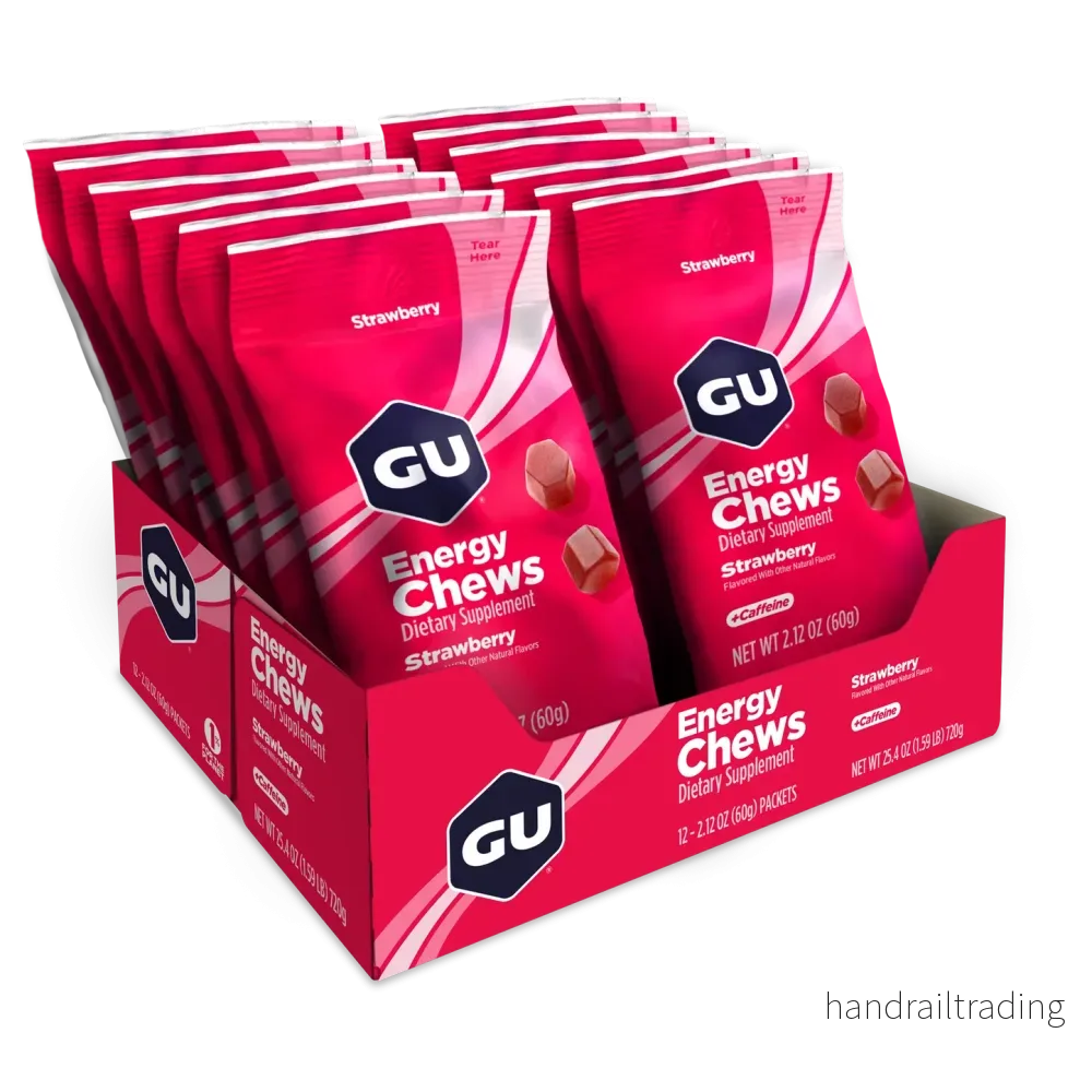 GU Energy Chews Jordgubb med koffein (12 x 60 g)