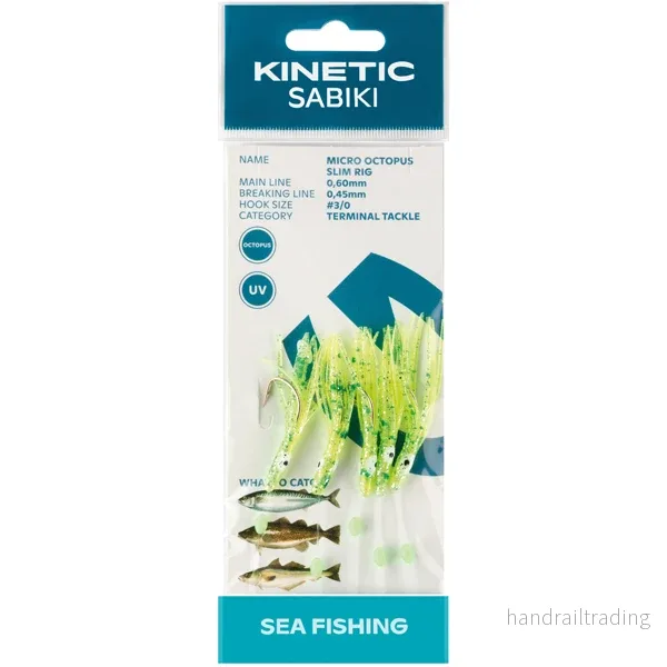 Kinetisk Sabiki liten bläckfisk makrill/torsk, Grön/glitter Kinetisk Sabiki liten bläckfisk makrill/torsk, Grön/glitter