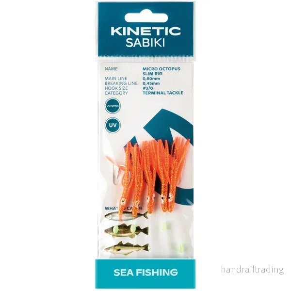 Kinetisk Sabiki liten bläckfisk makrill/torsk, Orange/glitter Kinetisk Sabiki liten bläckfisk makrill/torsk, Orange/glitter