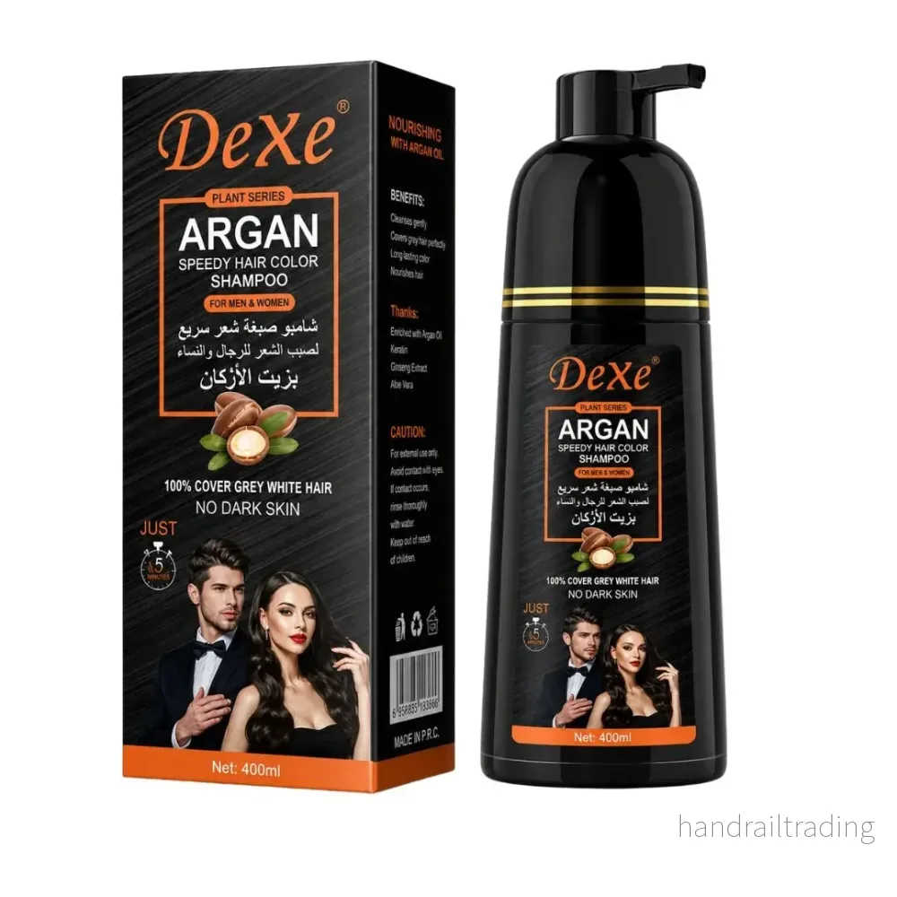 Dexe argan hair color shampoo – svart färgschampo 400 ml