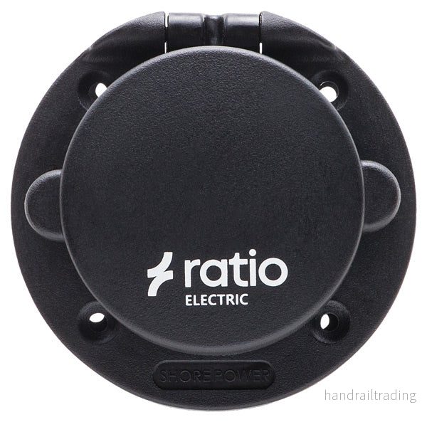 Ratio Landströmskontakt med lock plast svart 16 amp Ratio Landströmskontakt med lock plast svart 16 amp