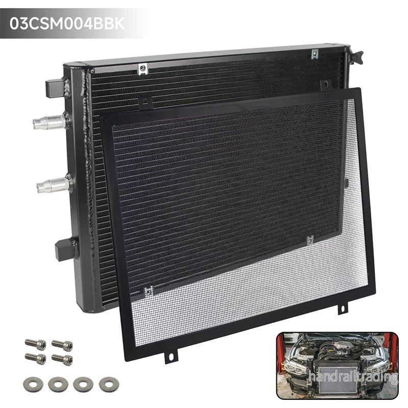 Front Mount Heat Exchanger Radiator For 15-19 BMW M2C M3 M4 F80 F82 F87 S55 3.0L + Cover Competition Black/Silver - Bild 2