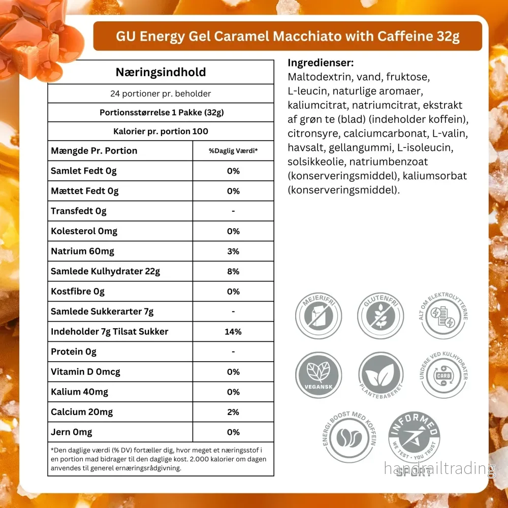 GU Energy Energigel Caramel Macchiato med koffein (24 x 32g) - Bild 3