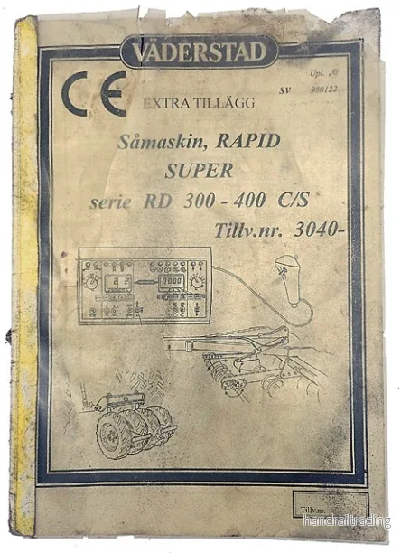 BEG Instruktionsbok (EXTRA TILLÄGG) Väderstad Såmaskin (Butik-27)