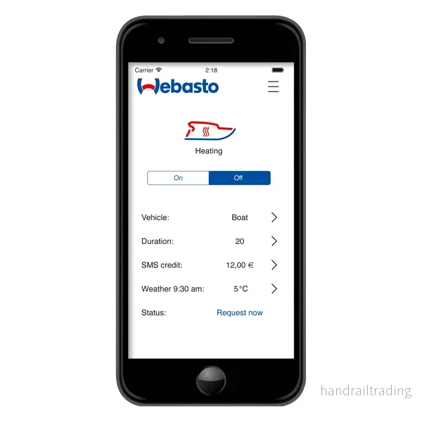 Webasto ThermoConnect TCon2 -app styrning Webasto ThermoConnect TCon2 -app styrning