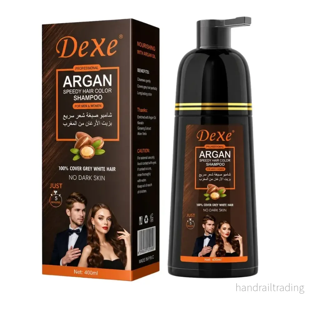 Dexe argan speedy hair color shampoo – brunt färgschampo 400 ml