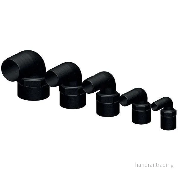 Trudesign 90° slangstos 25mm svart 1" innergänga