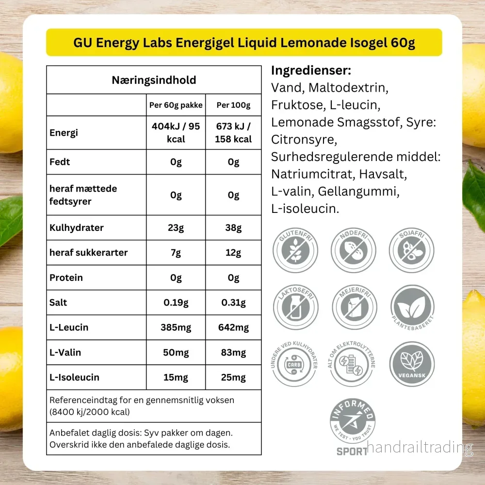 GU Energy Energigel Liquid Lemonade (12 x 60g) - DATUM PRODUKT - Bild 3