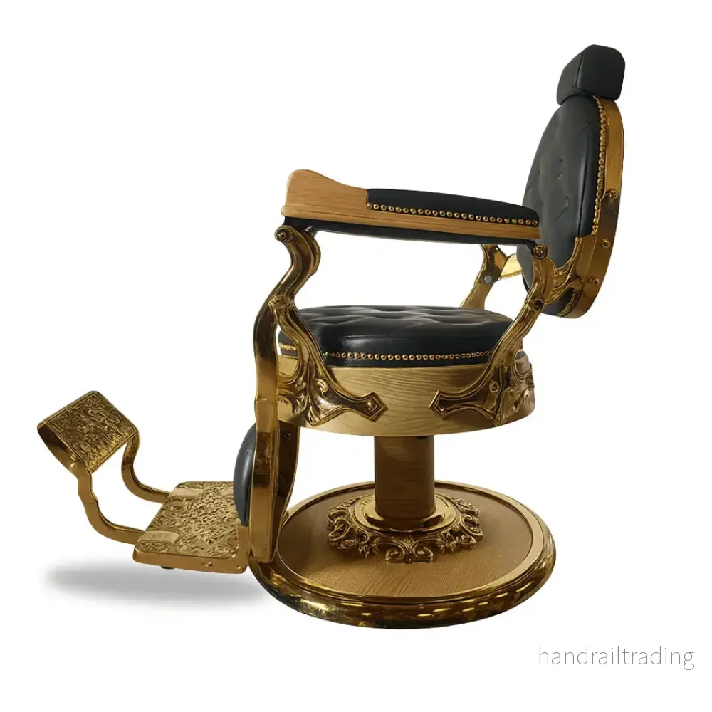 Lyxig Barberarstol i Guld och Trä - Bild 2