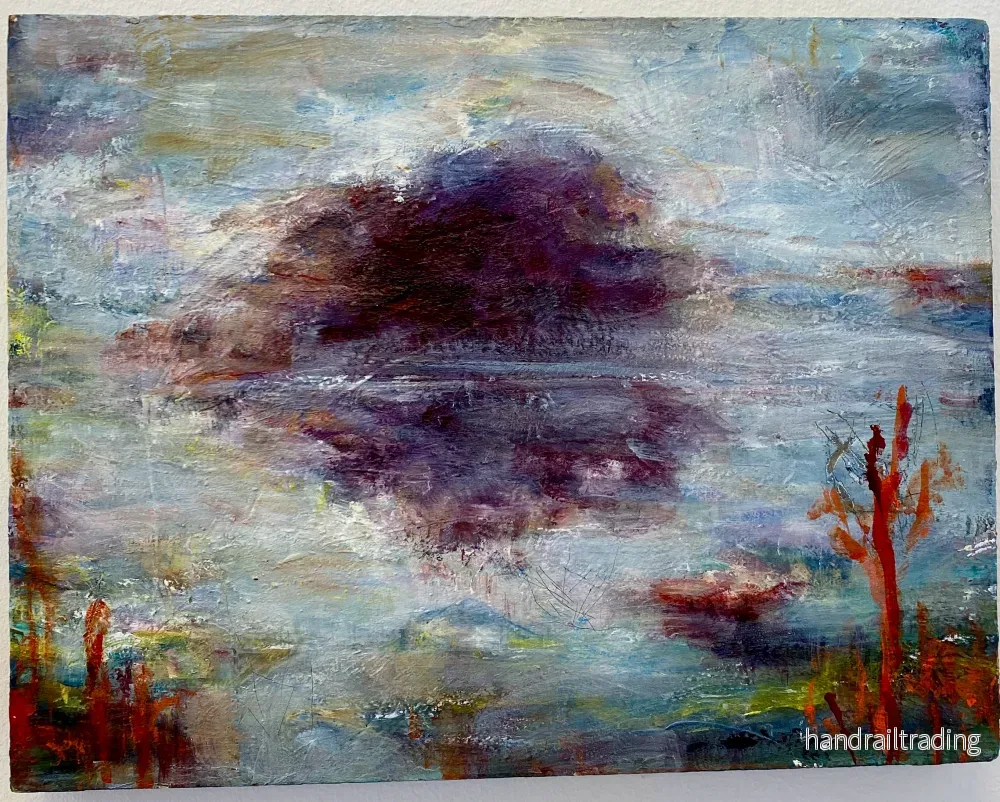 Suzanne Nessim – Mörkt Moln över Vatten, acryl på pannå Suzanne Nessim – Mörkt Moln över Vatten, acryl på pannå