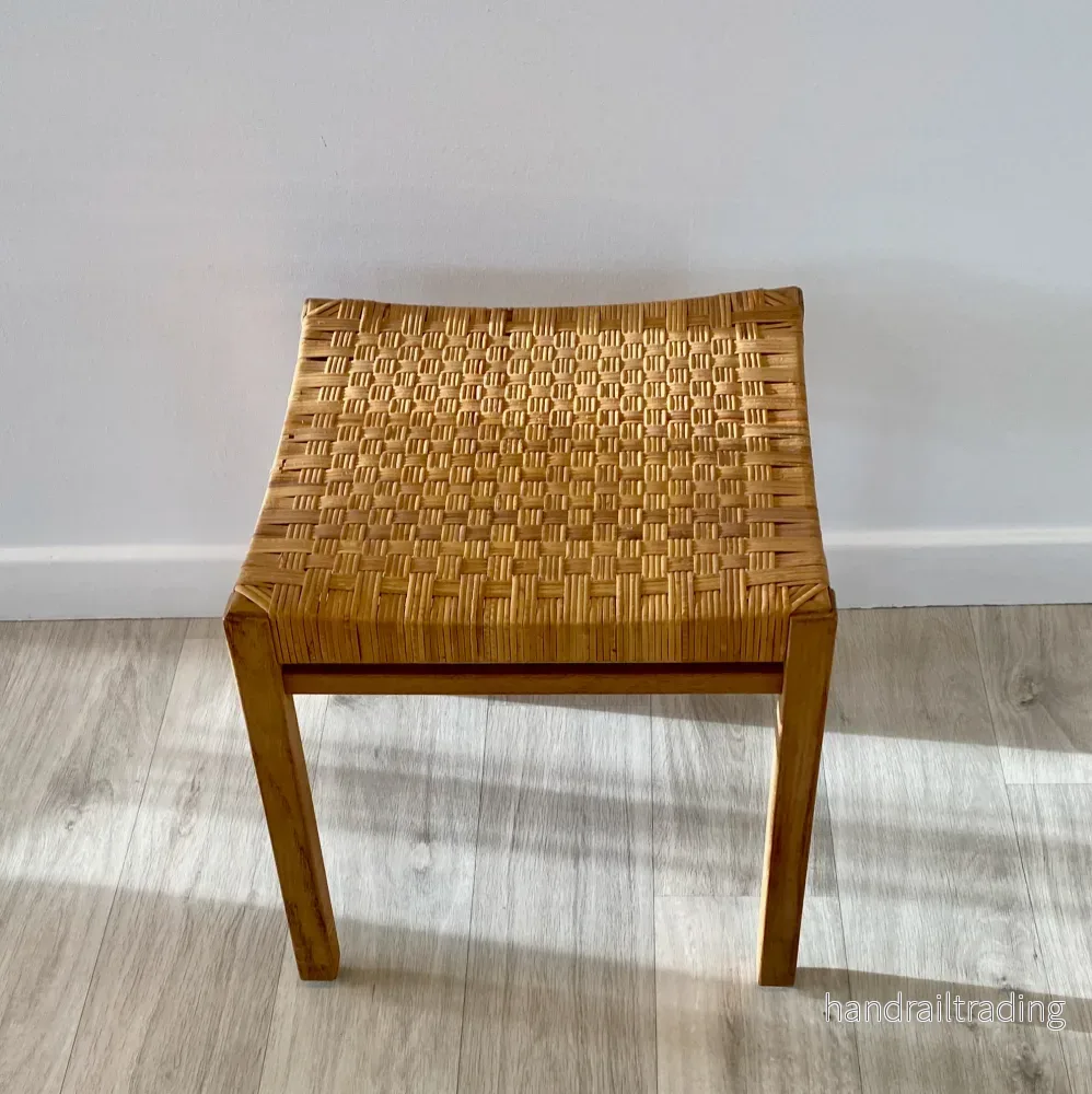 Oak and rattan stool from Gemla, Sweden - Bild 2