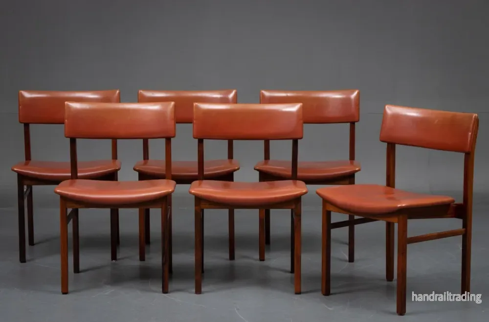 Kurt Östervig – Set of 6 dining chairs in leather and rosewood