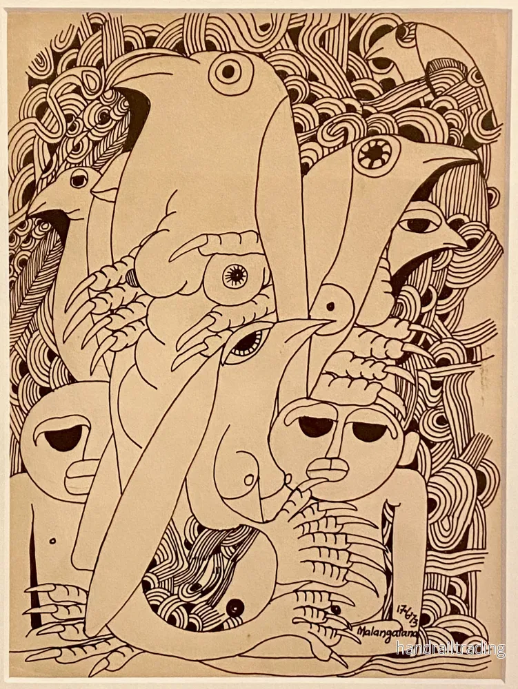 Malangatana Ngwenya - Couple and birds