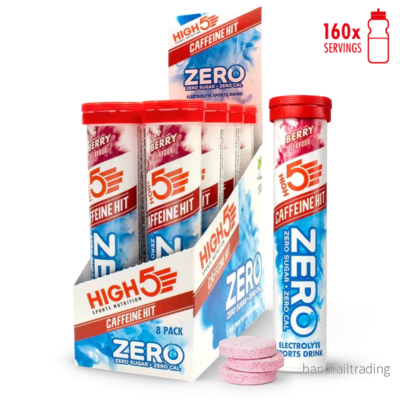 HIGH5 ZERO Elektrolyttabletter Berry Koffein (8 × 20 tabletter) – Datovaror HIGH5 ZERO Elektrolyttabletter Berry Koffein (8 × 20 tabletter) – Datovaror