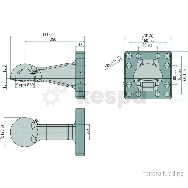 Kulhandske K80 4 ton 160×160 M20 från Scharmüller passande bl.a. Randex