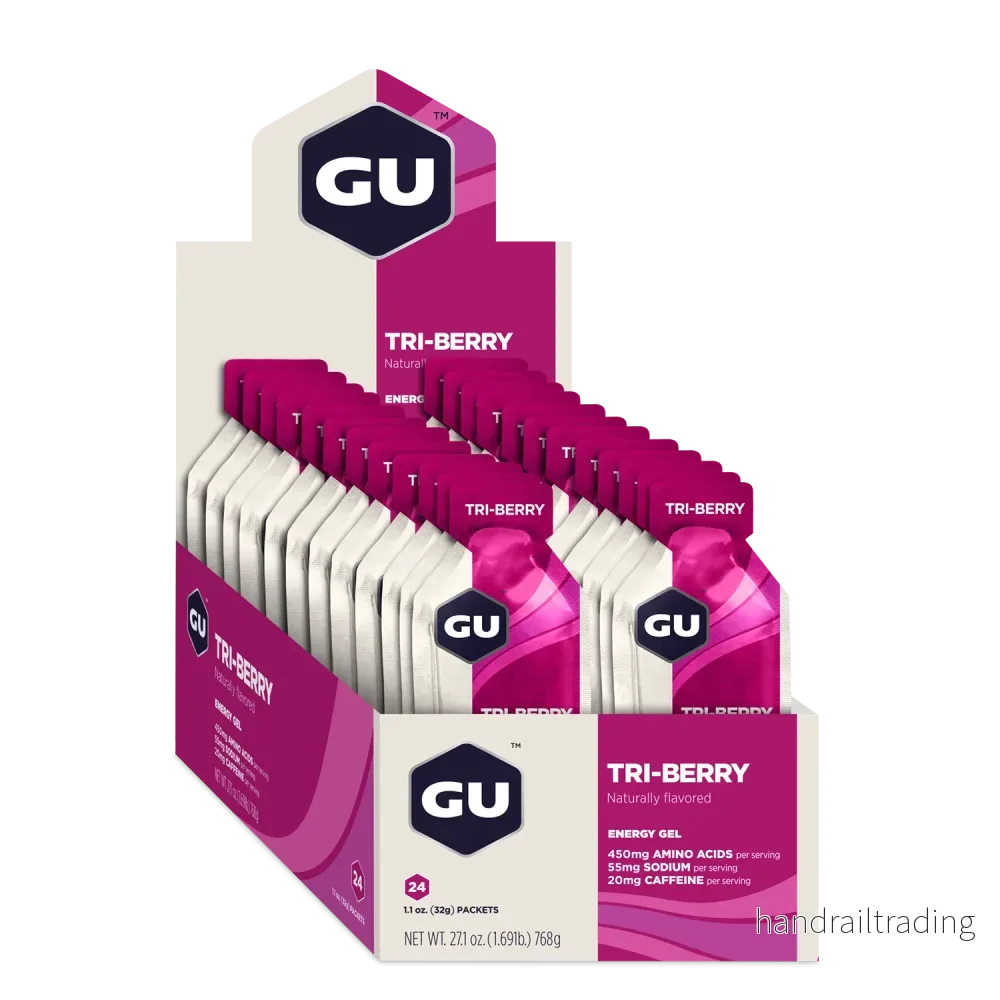 GU Energy Energy Gel Tri-berry med koffein (24 x 32g) 12 st. BEMÄSTRA