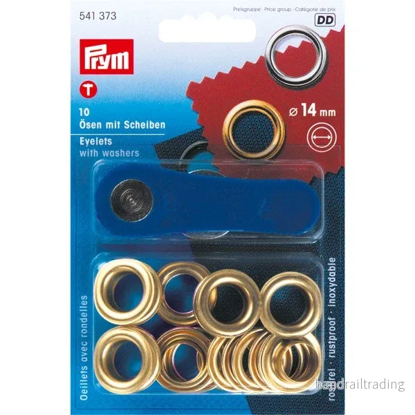 Mässingsöljetter 14mm inv 10st, med verktyg Mässingsöljetter 14mm inv 10st, med verktyg