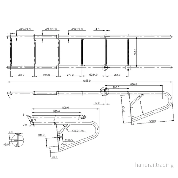Bryggstege 6 steg RF 304 teleskop 88-200cm bredd 40cm Bryggstege 6 steg RF 304 teleskop 88-200cm bredd 40cm