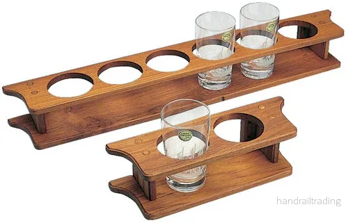 Glashållare i teak för 2 glas. 28x9x9 cm